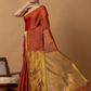 Pure Handloom Silk Tissue Linen Saree | Rust Orange