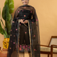 Classic Kota Doria Cotton Unstitched 2-Piece Kurti | Black