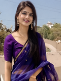 Maheshwari Silk Cotton Saree – Festive Elegance | Purple