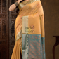 Flax Yellow Cotton Silk Saree - 007