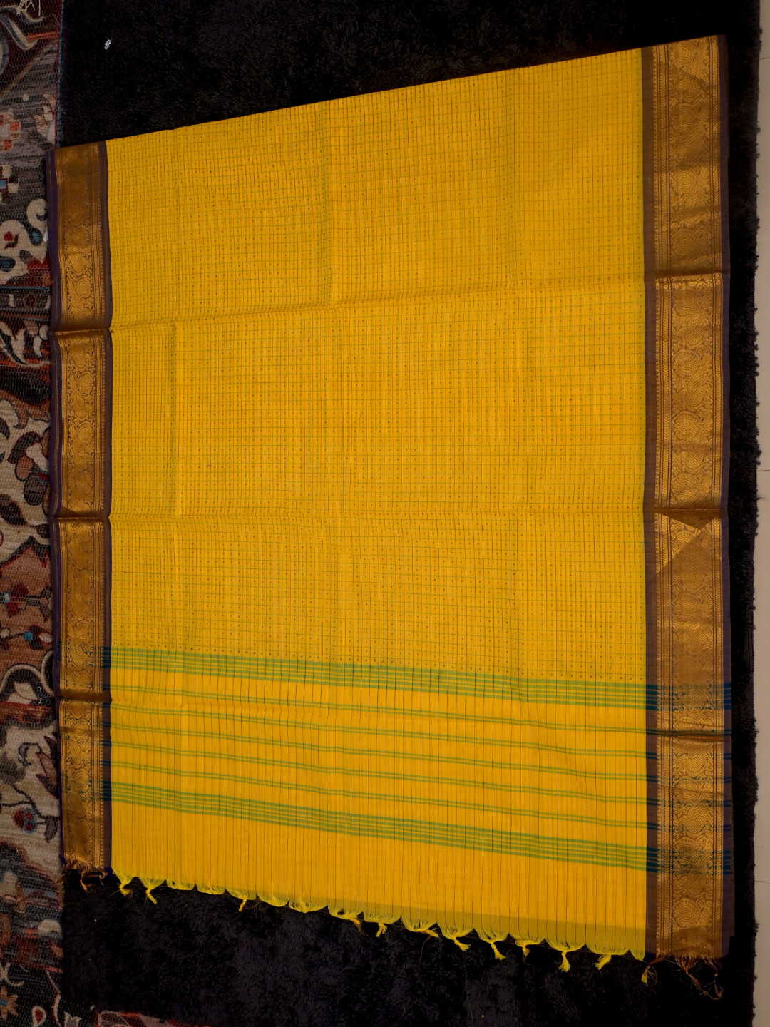 Kanchi Cotton|Bright Yellow & Purple