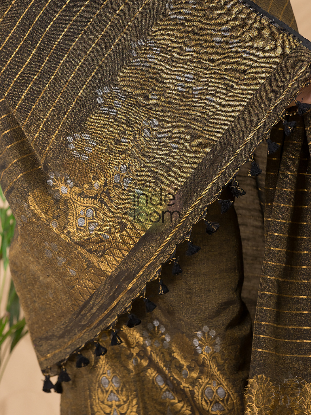 Wood Brown Organic Linen 2-Piece Set Kurti & Dupatta (UNSTITCHED) - 124