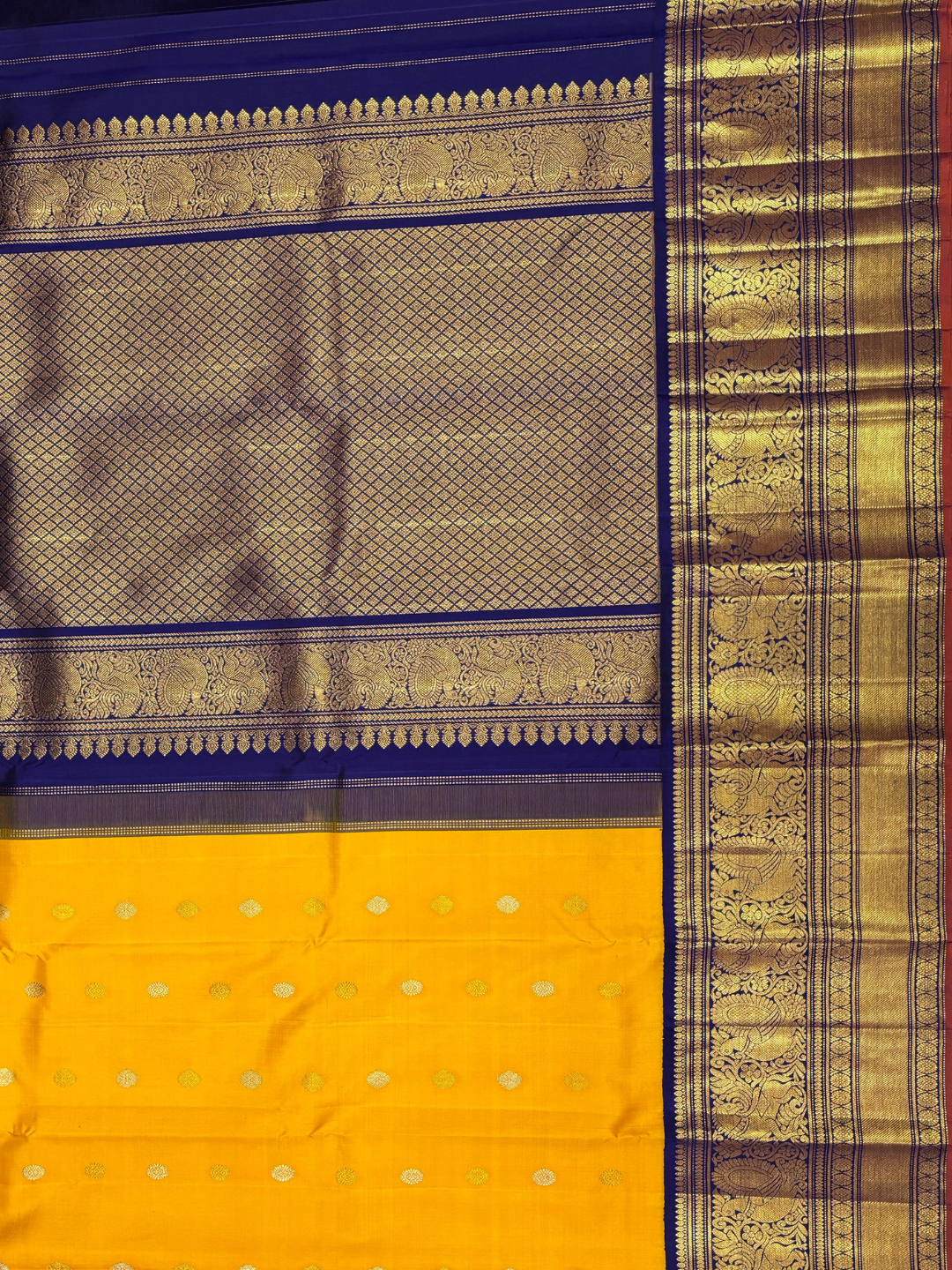 Handwoven Pure Gadwal Silk Saree  | Yellow