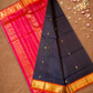 Handloom Korvai Silk Cotton Saree  |  Midnight Black