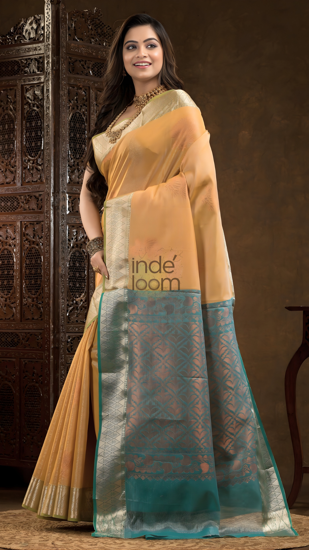 Flax Yellow Cotton Silk Saree - 007