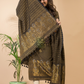 Wood Brown Organic Linen 2-Piece Set Kurti & Dupatta (UNSTITCHED) - 124