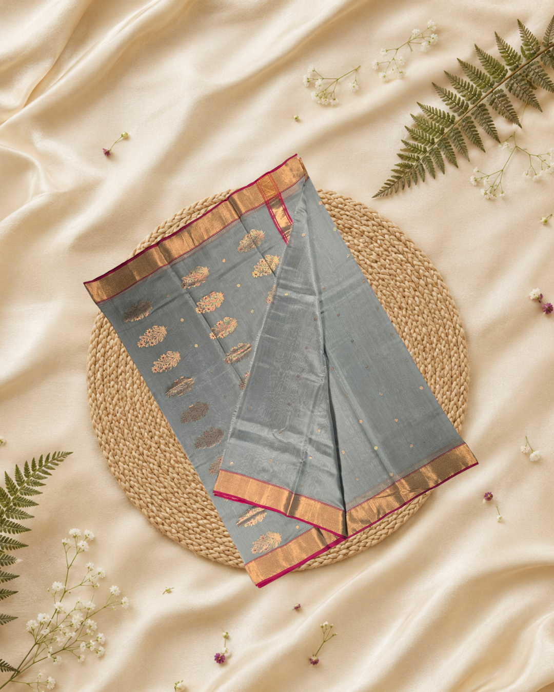 Handloom Chanderi Silk Cotton Saree  |  persian green