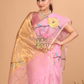 Jamdani Muslin Tissue Silk Saree With Rose Pink - 117
