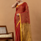 Pure Handloom Silk Tissue Linen Saree | Rust Orange