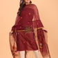 Rum Red Muslin Jamdani 2-Piece Set Kurti & Dupatta (UNSTITCHED) - 086