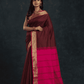 Pure Handloom Korvai Saree | Classic Korvai | Red and Brown