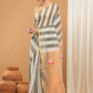 Tissue Muslin Jamdani Saree With Grey & White Golden Border -009