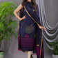 Dark Blue Cotton Jamdani 2-Piece Set Kurti & Dupatta (UNSTITCHED) - 112