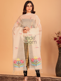 Pure Handloom Muslin Jamdani Dupatta  With Pale Brown - 018