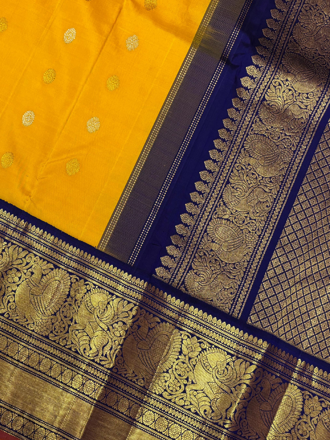 Handwoven Pure Gadwal Silk Saree  | Yellow