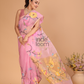 Jamdani Muslin Tissue Silk Saree With Rose Pink - 117