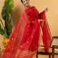 Classic Kota Doria Cotton Unstitched 2-Piece Kurti | Red