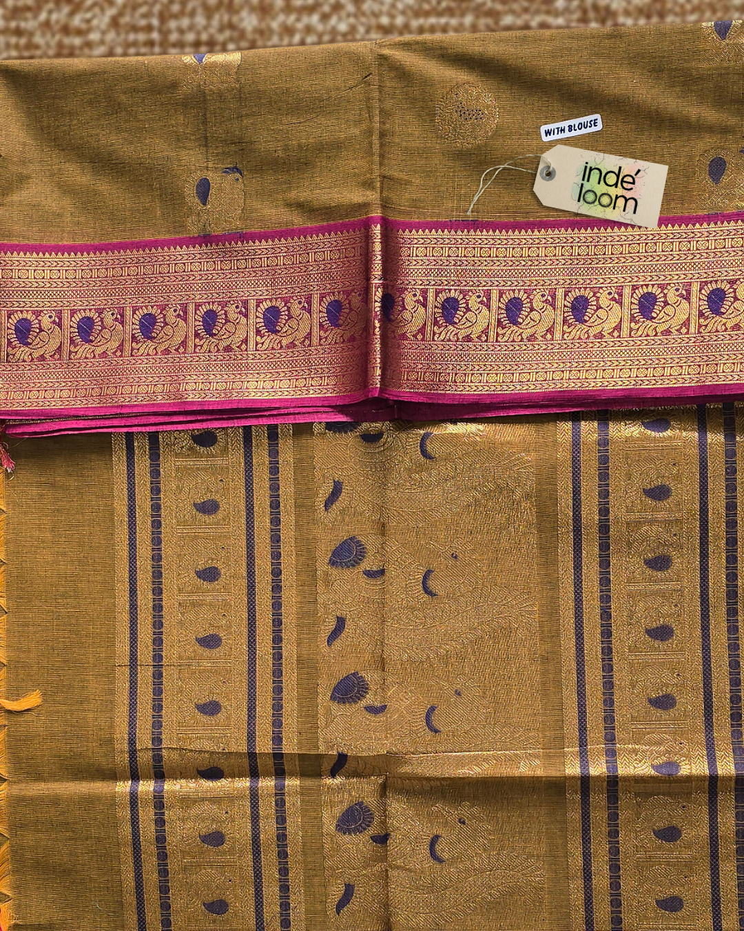 Kanchi Cotton|Jute Brown & Pink