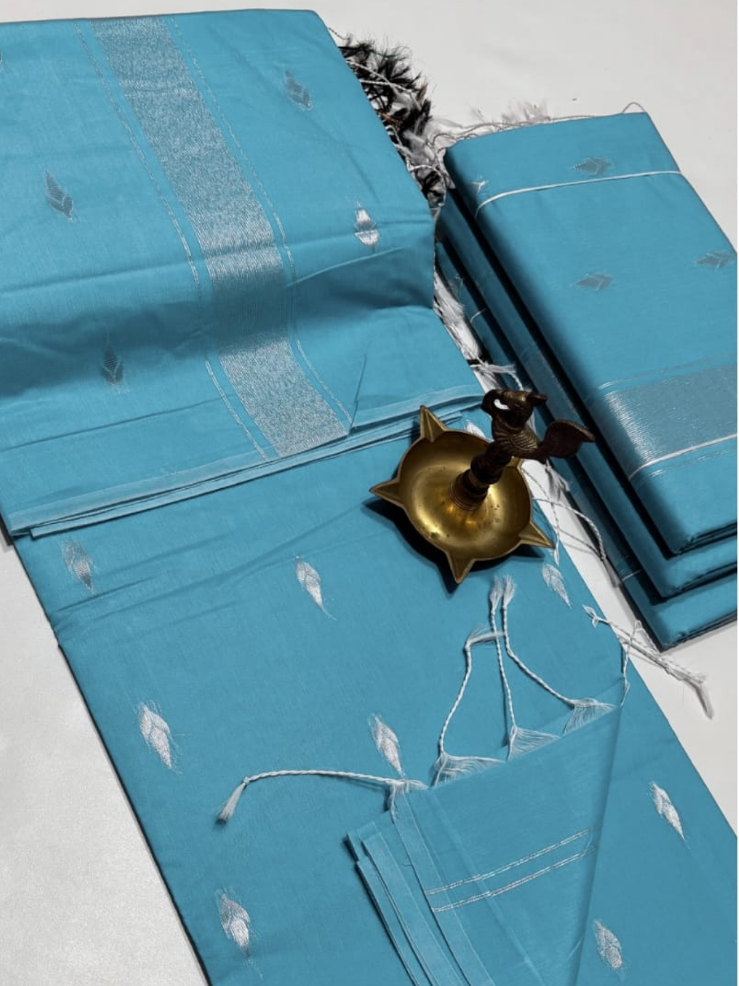 Maheshwari Silk Cotton Saree – Festive Elegance | Sky Blue