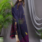 Dark Blue Cotton Jamdani 2-Piece Set Kurti & Dupatta (UNSTITCHED) - 112