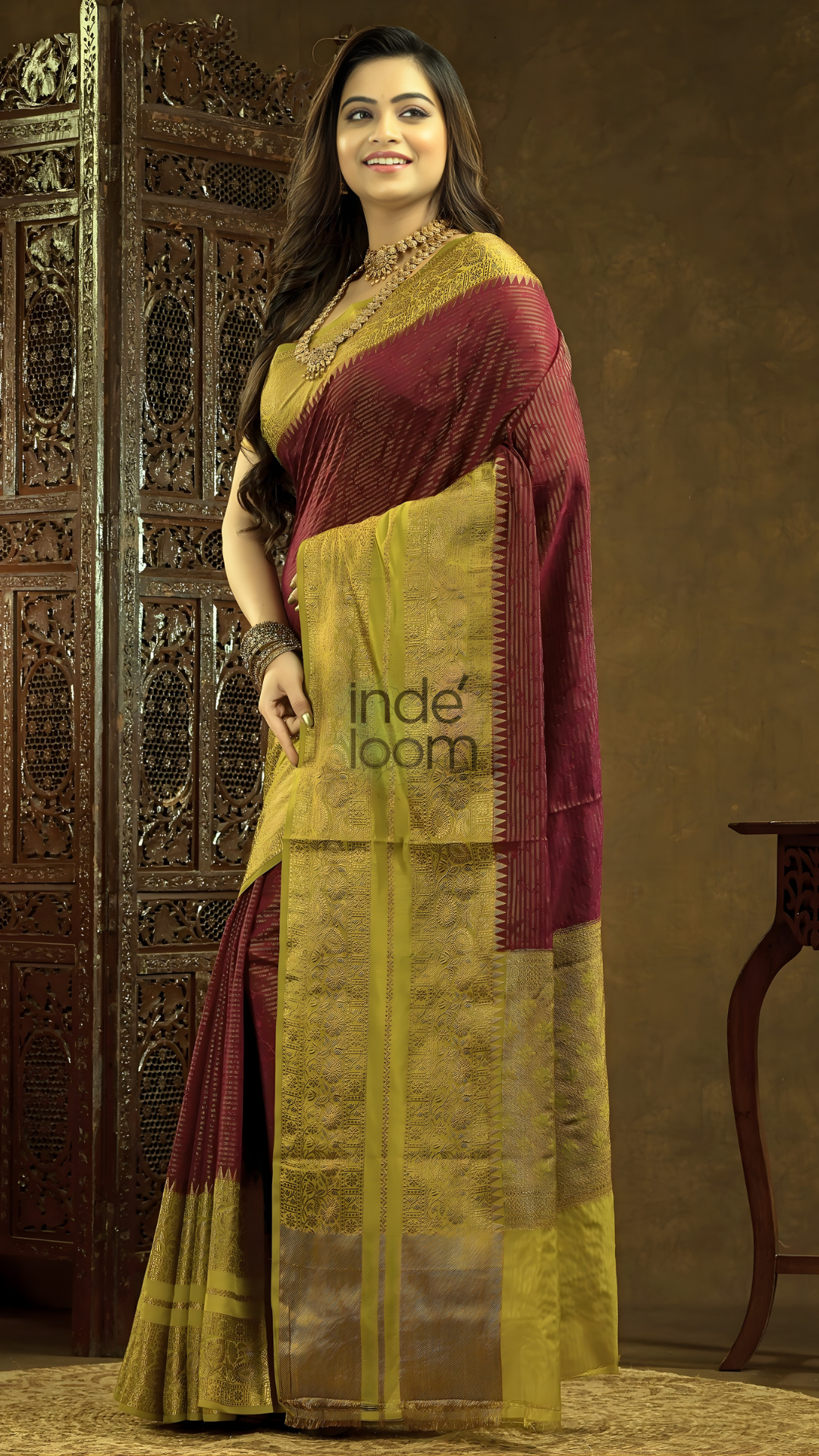 Marron Cotton Silk Saree - 008