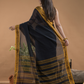 Black with Golden Zari Border-Handloom Cotton Saree-097