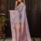 Vilasini  -  Lilac silk with blooming floral buttas and zari vines