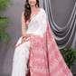 Cotton Jamdani Saree With Snow White - 022