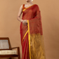 Pure Handloom Silk Tissue Linen Saree | Rust Orange