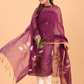 Mulberry Purple Muslin Jamdani 2-Piece Set Kurti & Dupatta (UNSTITCHED) - 087