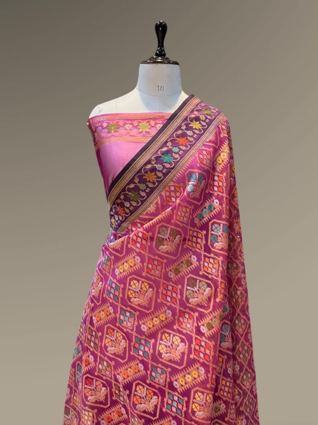 Pure Banarasi Exclusive Ektara Kora JAMDANI Tilfi saree | Magenta Pink