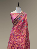 Pure Banarasi Exclusive Ektara Kora JAMDANI Tilfi saree | Magenta Pink