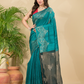 Matka Silk Jamdani Saree With Teal Green - 024