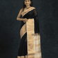 Pure handloom Korvai Silk Cotton Saree in Rich Black and White Border - 106