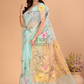 Muslin Tissue Jamdani Saree With Aqua Blue - 118