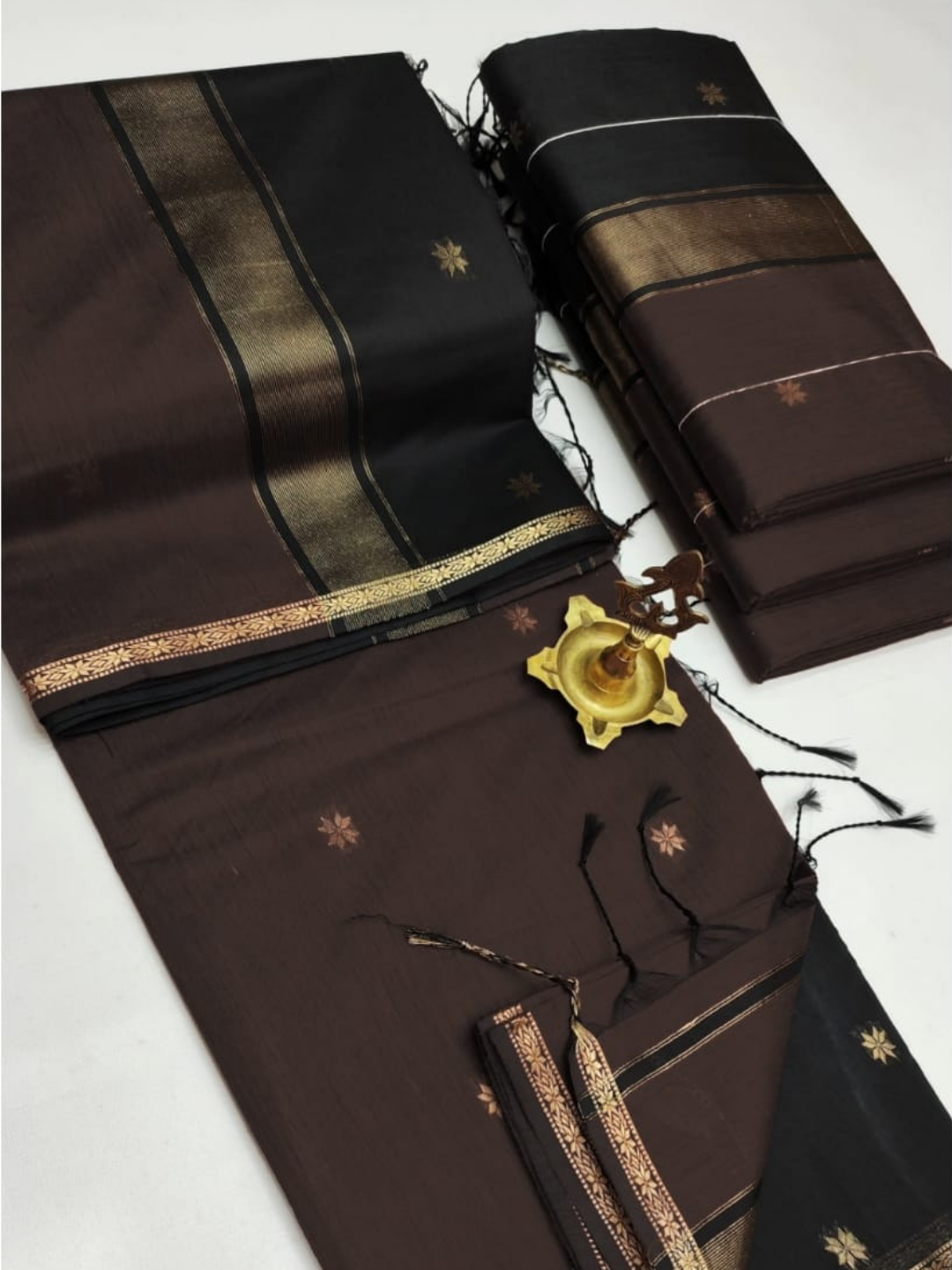 Maheshwari Silk Cotton Saree – Festive Elegance | Brown