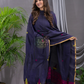 Dark Blue Cotton Jamdani 2-Piece Set Kurti & Dupatta (UNSTITCHED) - 112
