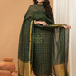 Pine Green color Jamdani 2-Piece Set Kurti & Dupatta (UNSTITCHED) - 149