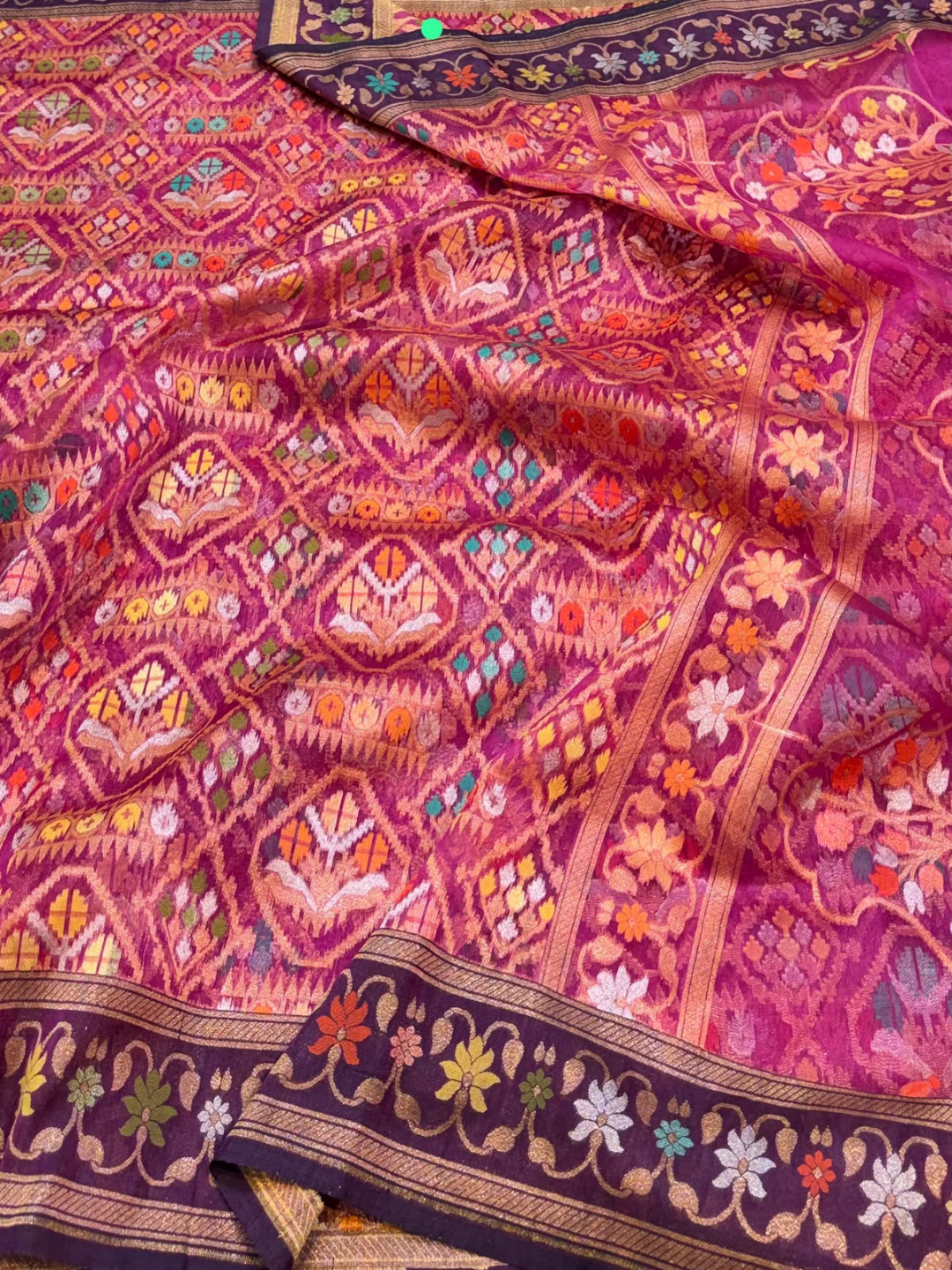 Pure Banarasi Exclusive Ektara Kora JAMDANI Tilfi saree | Magenta Pink