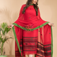 Classic Red Mercerized Cotton 2-Piece Set Kurti & Dupatta (UNSTITCHED) - 013