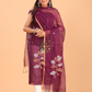 Mulberry Purple Muslin Jamdani 2-Piece Set Kurti & Dupatta (UNSTITCHED) - 087
