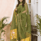 Apple Green Paithani Muslin Jamdani 2-Piece Set Kurti & Dupatta (UNSTITCHED) -528 - indeloom