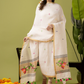 Handwoven Jamdani Linen Kurti | Snow White  and White  | All-over Buttas with Floral border