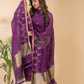Grape Voilet Linen X Line 2-Piece Set Kurti & Dupatta (UNSTITCHED) - 125