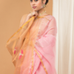 Tissue Muslin Jamdani Saree With Baby Pink And Golden Border -010