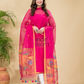 Punch Pink Sequin Paithani Jamdani 2-Piece Set Kurti & Dupatta (UNSTITCHED) -901