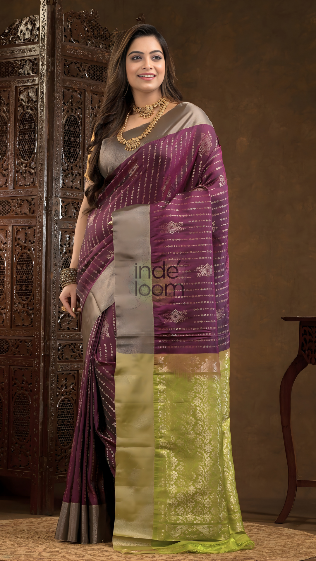 Mulberry Purple Cotton Silk Saree - 011
