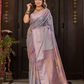 Vilasini  -  Lilac silk with blooming floral buttas and zari vines