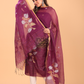 Mulberry Purple Muslin Jamdani 2-Piece Set Kurti & Dupatta (UNSTITCHED) - 087