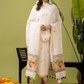 Handwoven Jamdani Linen Kurti | Snow White  and White  | All-over Buttas with Floral border